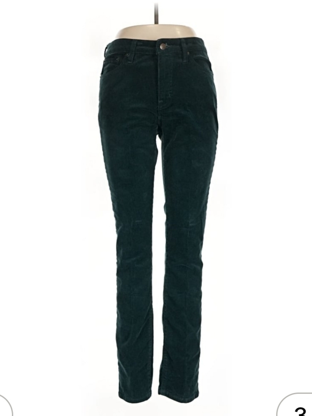 BR Cotton Stretch Dark Green Corduroy Slim Pants Lowrise 29 Waist